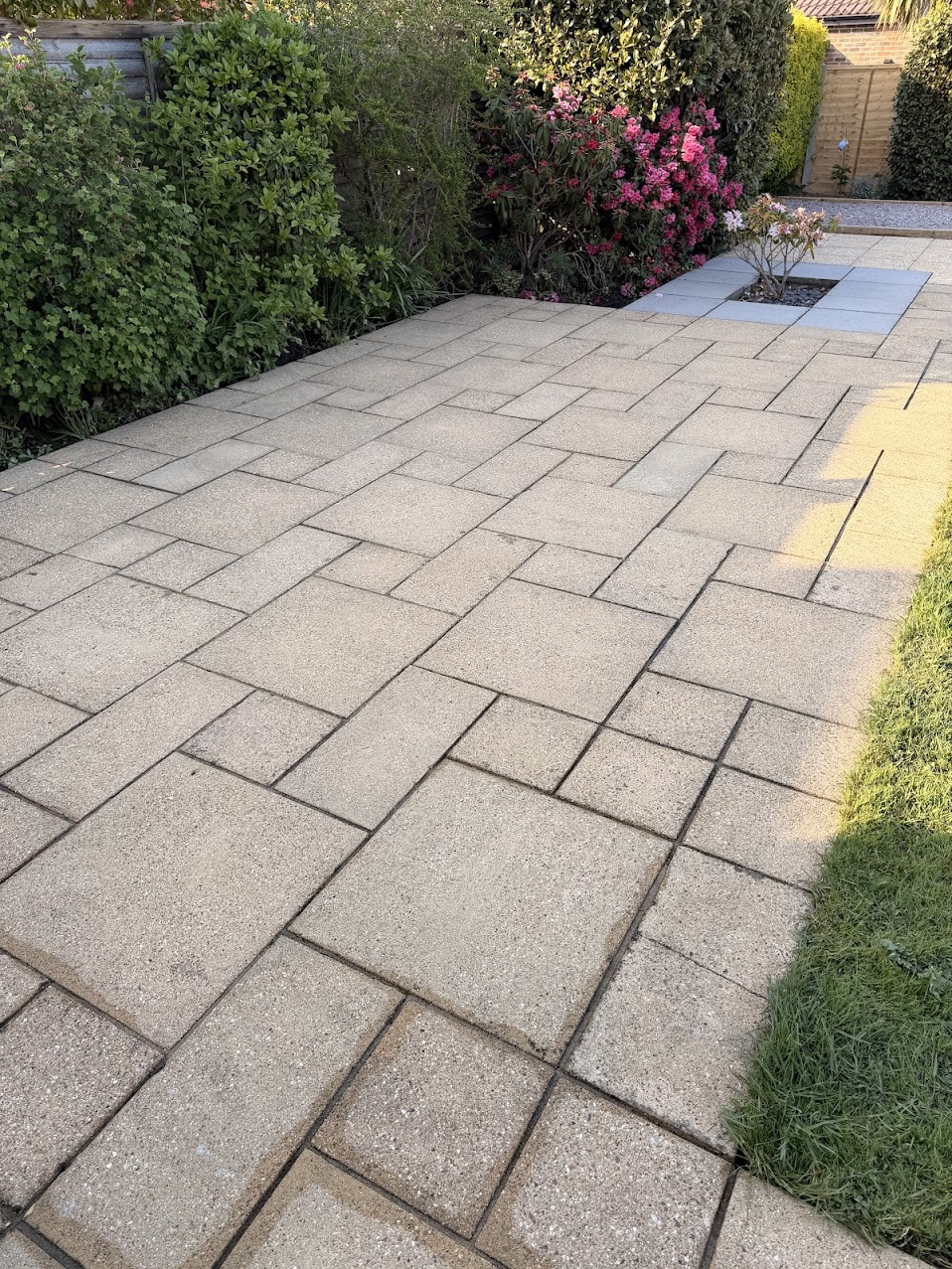 Clean garden patio slabs