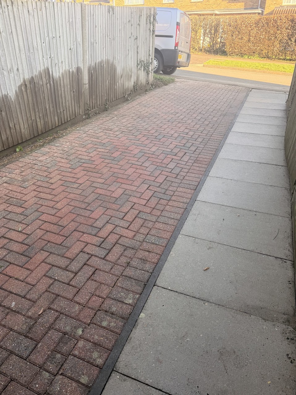Block paved driveway and side path cleaning